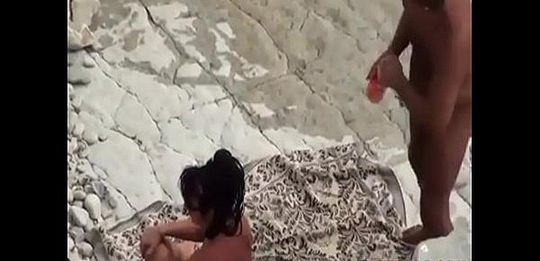  At A Public Beach Man Share His Wife With A Stranger Voyeur